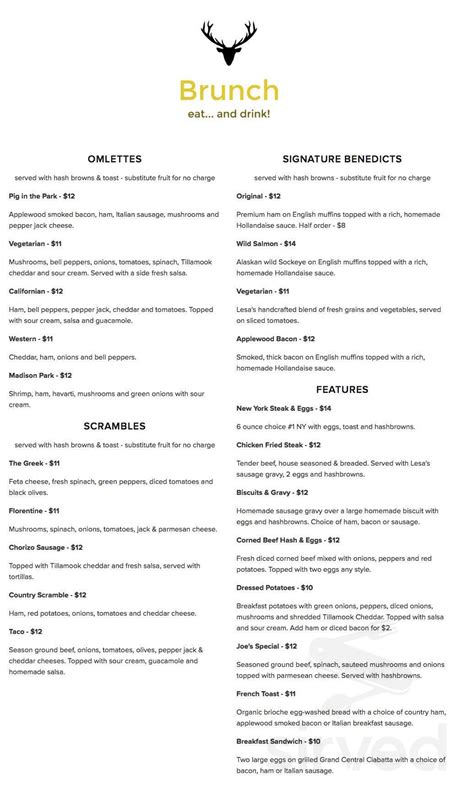 The Attic menu in Seattle, Washington, USA