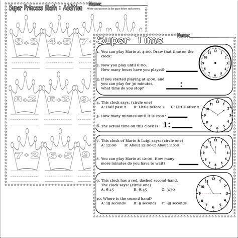Image result for Mario Math Game Worksheet