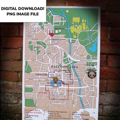 Resident Evil, Map of Raccoon City Digital Download - Etsy - map of raccoon city