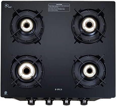 Elica Slimmest 4 Burner Gas Stove With Square Grid And Brass Burner ...