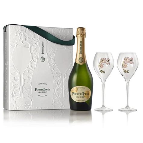 Perrier Jouet Grand Brut with 2 Champagne Flutes Gift Set in Box ...