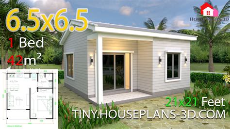 One Bedroom House Plans 21x21 Feet 6.5x6.5m - Tiny House Plans