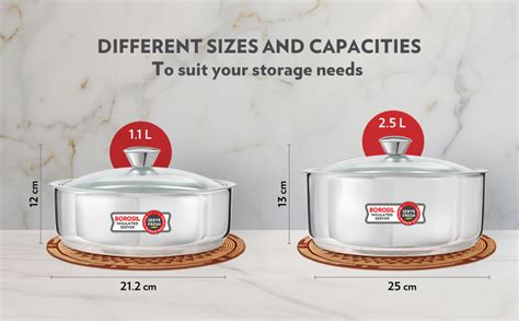 Buy Borosil 1.1 L Stainless Steel Insulated Roti Server | Odur Proof ...