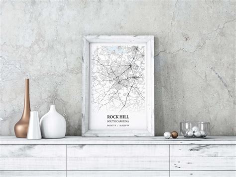 Rock Hill South Carolina City Map Poster Print Canvas , Rock Hill City ...