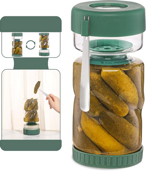 Amazon.com: fruui Glass Pickle Jar with Strainer Flip and Stainless ...