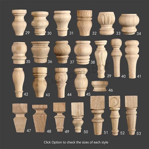 Unpainted Wood Carved Furniture Legs, 1pc, Cabinet Leg, Table Feet ...