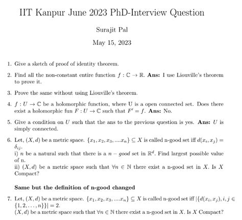 PhD & JRF Position Interview Asked Questions & Experiences(Collections ...