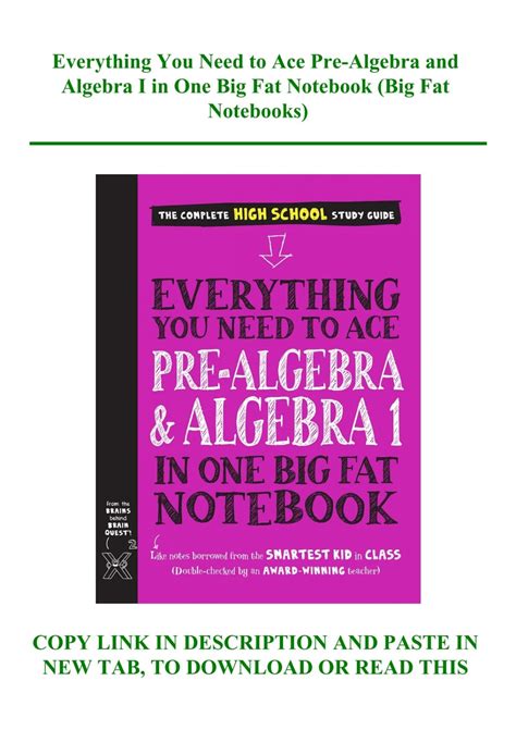 (READ-PDF!) Everything You Need to Ace Pre-Algebra and Algebra I in One ...