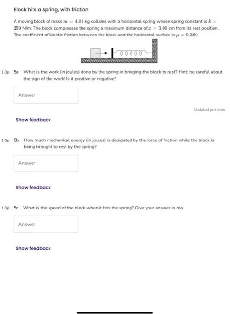 Image result for Spring Force Max Speed of Block with Friction