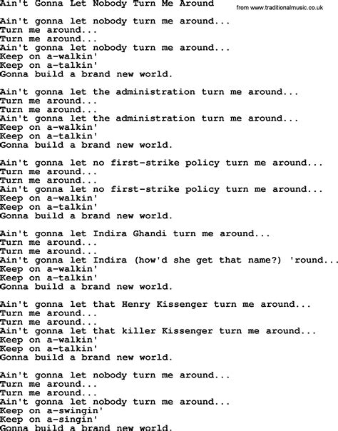 Joan Baez song - Ain't Gonna Let Nobody Turn Me Around, lyrics