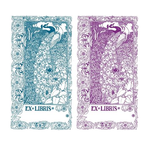 Sunshine and Ravioli Peacock Bookplate Stickers Art Deco Book Labels ...
