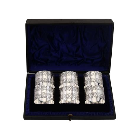 Set of 6 Sterling Silver Hermes Napkin Rings at 1stDibs