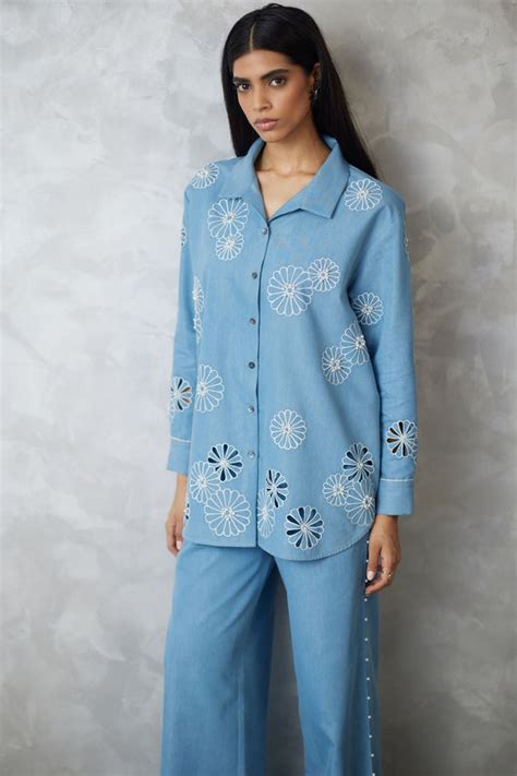 Nachiket Barve - Light Blue Sleeve Co-ord Set - Elahe