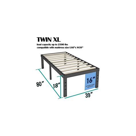 Buy Auroral Twin XL Bed Frame 18 Inches Tall, 3 Inches Wide Wood Slats ...