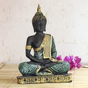 Buy eCraftIndia Buddha Showpiece (6 cm x 15 cm x 24 cm, Green) Online ...