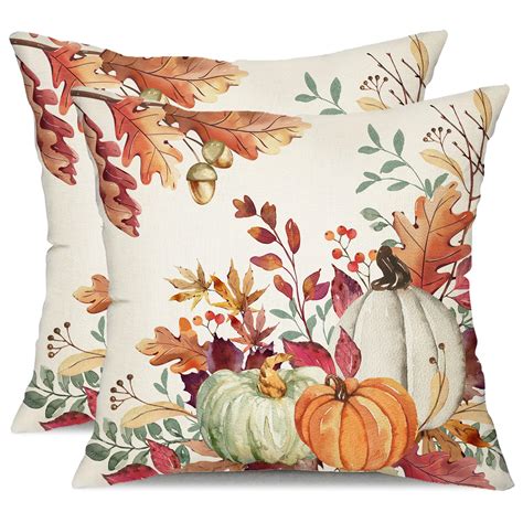 Amazon.com: DFXSZ Fall Pillow Covers 18x18 inch Set of 2 Orange White ...
