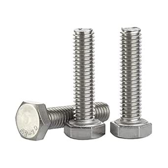 M8 x 30mm Hex Head Screw Bolt, Fully Threaded, Stainless Steel 18-8 ...