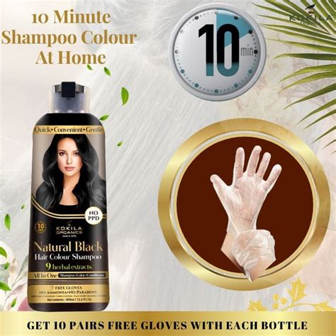 Kokila NO PPD Shampoo Hair Colour - Natural Black 400ml for Women and