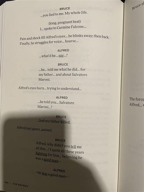 This Bruce and Alfred scene is slightly different in the script ...