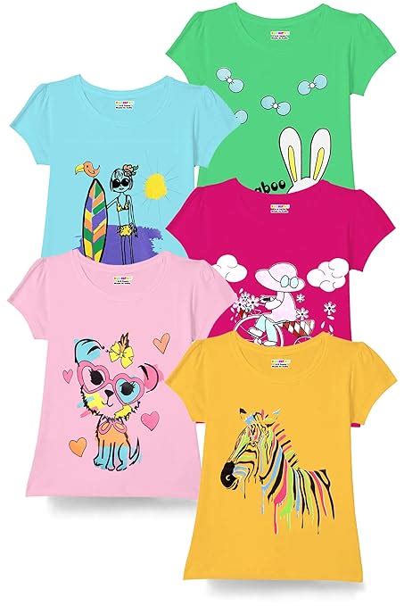 Kuchipoo Regular Girls Cotton Multi-Colored T-Shirt (12-18 Months ...
