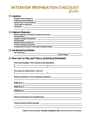 Fillable Online environment yale INTERVIEW PREPARATION FORM.doc ...