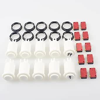 Jiu Man 8x White Happ Style Push Buttons + One Two Player Buttons With ...