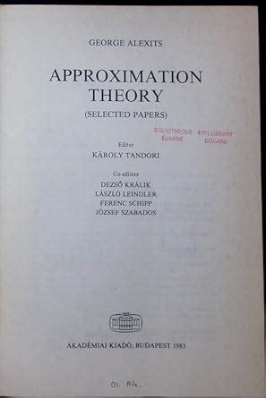 Buy Approximation Theory: Selected Papers Book Online at Low Prices in ...