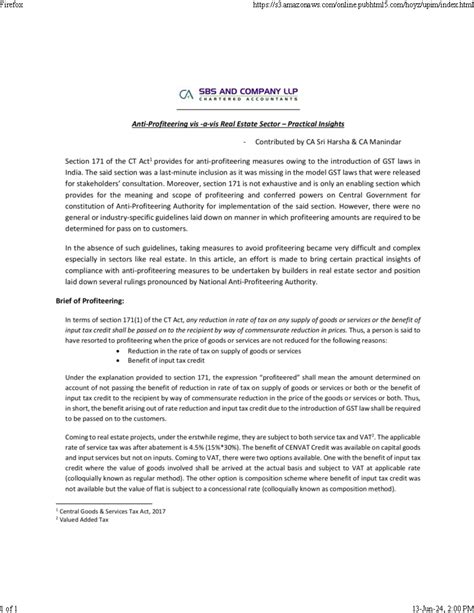 Anti profiteering case law with example - Firefox SBS AND COMPANY LLP ...