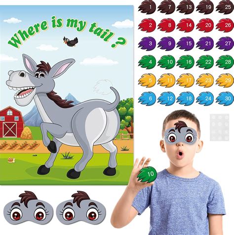 Amazon.com: NEBURORA Pin The Tail on The Donkey, Party Game with 30 Pcs ...