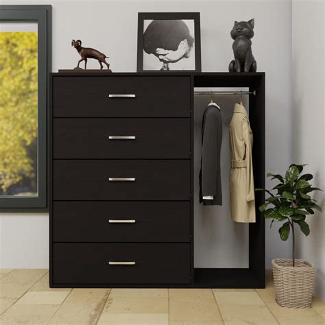 VIKI Chest of 5 Drawers with Cloth Hanger for Storage/Chest of Rack ...
