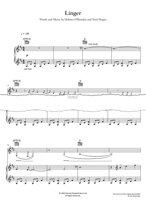 Linger (The Cranberries) | Sheet Music: Guitar, Piano, Voice | PDF Download