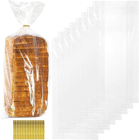 Amazon.com: Nicunom 300 Pack Clear Bread Bags with Ties,18x4x8 Inches ...