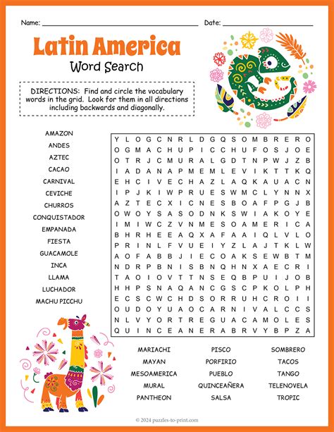 Latin American Culture Word Search
