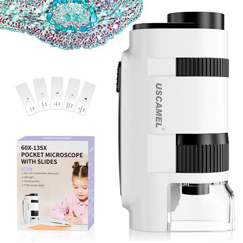 Pocket Microscope For Kids And Adults 135x Mini Microscope Portable ...