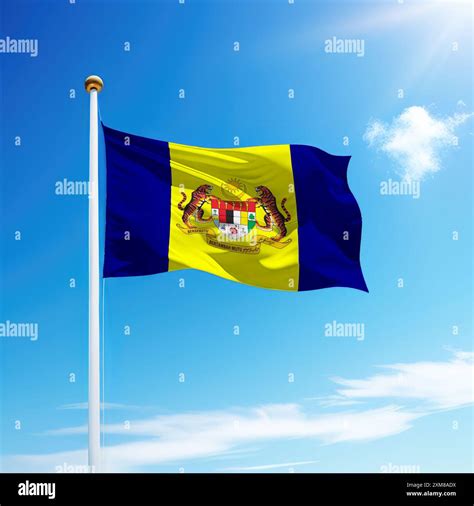 Waving flag of Putrajaya is a state of Malaysia on flagpole with sky background Stock Photo - Alamy