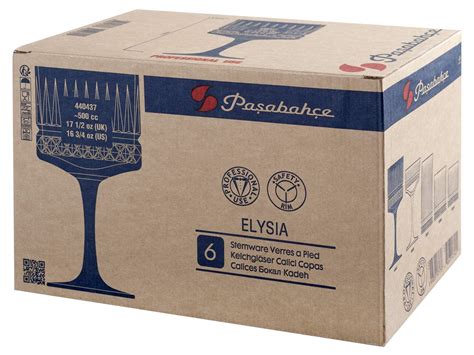 Pasabahce Elysia Pack of 6 Cocktail Glasses, Glass, Transparent, 50 cl ...