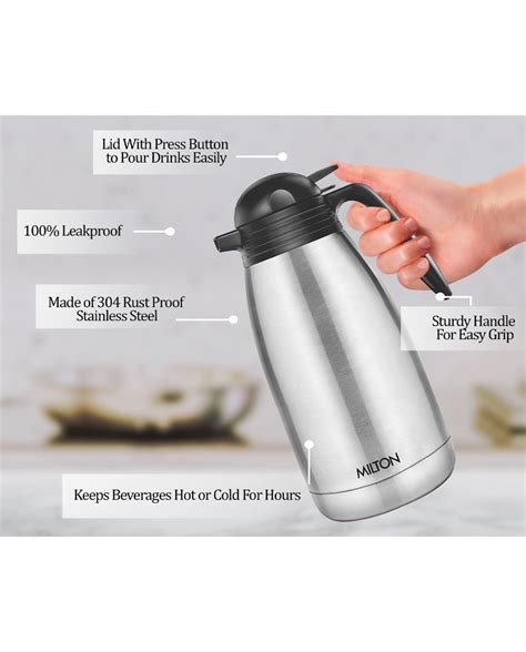 MILTON Thermosteel Carafe 1000 ml Flask (Pack of 1, Silver, Steel)
