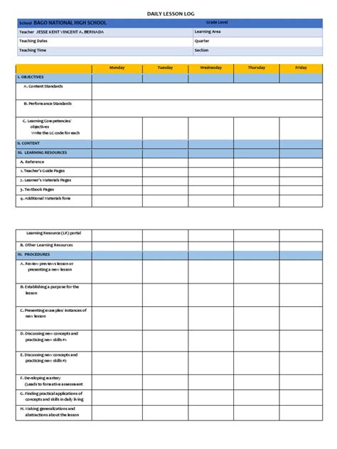 Steps How to Create Daily Lesson Log 的图像结果