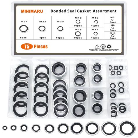 Automotive Self-Centered Bonded Seal Gasket Assortment Kit Bonded Seal ...