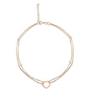 ZAVYA 925 Sterling Silver Modest Heart Rose Gold Plating Chain Anklet ...