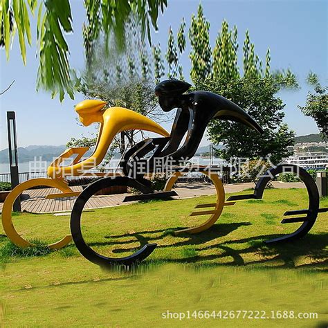 现货不锈钢骑自行车雕塑广场公园抽象骑行景观园林小品运动摆件-阿里巴巴