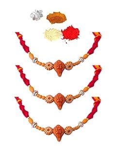 Buy SKN Jewellery Cotton Fabric Stone Rakhi Combo for Brother With ...