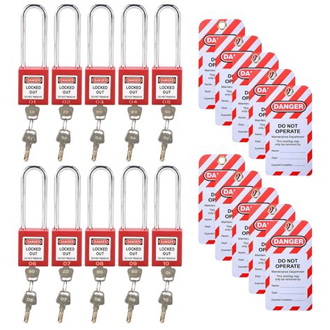 RealPlus Lockout Tagout Locks Set - 10 Red Lockout Locks Keyed ...