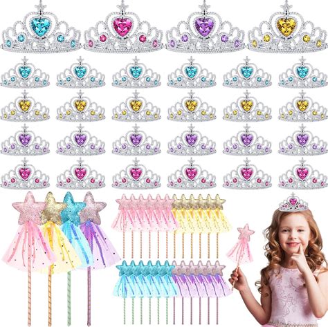Amazon.com: Janinka 48 Pcs Princess Party Favors 24 Tiara Crown for ...