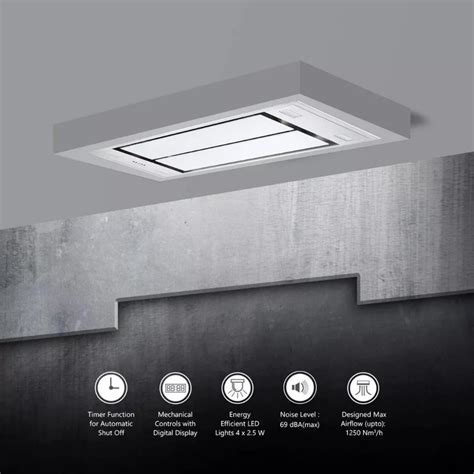 Kaff 110 cm Ceiling Mounted Chimney Island Series SKYVENT 110 on Decure.in