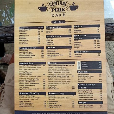 Menu at Central Perk Cafe - Goa, Dona Paula