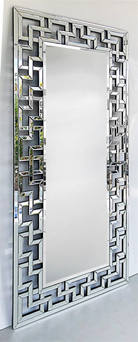 Large Wall or Full-Length Floor Mirror with Beveled Articulated Frame ...