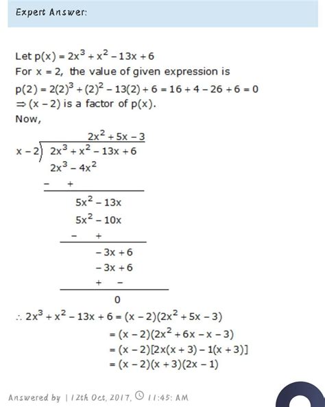 Factorise 2x^3-x^2+13x-6 - Brainly.in