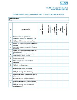 Fillable Online EDUCATIONAL LEADS APPRAISAL MSF SELF ASSESSMENT FORM ...