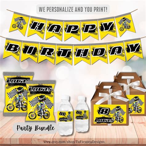 Personalize Dirt Bike Party Printables / Motocross Birthday Party / Motorbike Party Printables ...